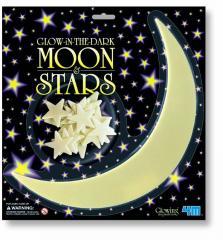 Gwiazdy i duży Księżyc - świecące naklejki 4M