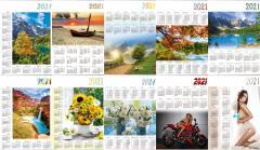 Kalendarz 2021 jednoplanszowy zestaw MIX (10szt)