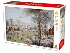 Puzzle 1000 Zimowy krajobraz z wioską w tle