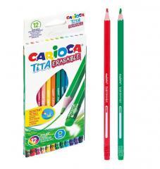 Kredki ołówkowe wymazywalne 12 kolorów CARIOCA (1)