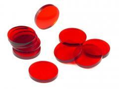 Znaczniki akryl czerwone okrągłe 22x3mm 10szt (1)