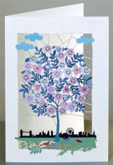 Karnet PM125 wycinany + koperta Drzewo z kwiatami (1)