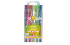 Długopisy żelowe fluorescencyjne 6 kolorów CRICCO (1)