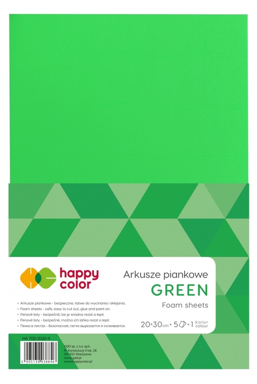 ARKUSZE PIANKOWE A4 - zielony 5 sztuk HAPPY COLOR (1)