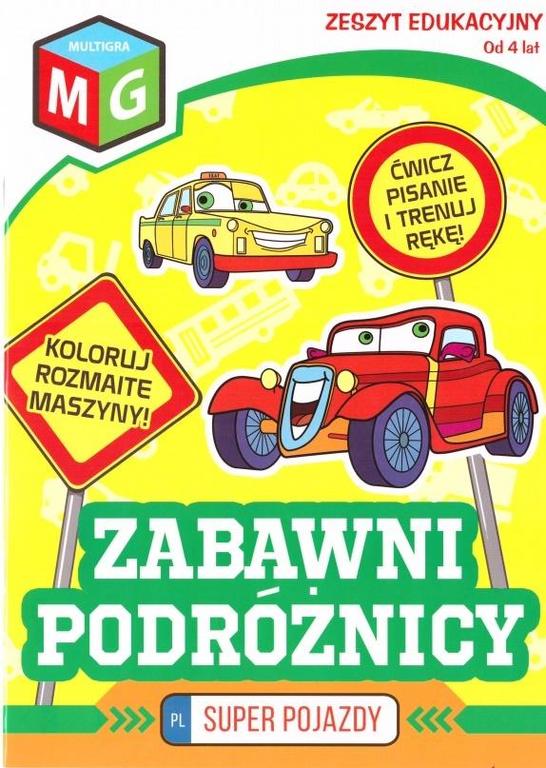 SUPER POJAZDY Zabawni podróżnicy - Kolorowanka, zeszyt edukacyjny, MG (1)