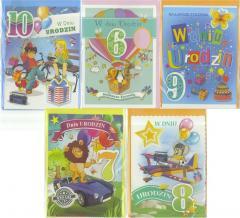 Karnet B6 brokat Urodziny 6-10 lat (10 szt) MIX (1)