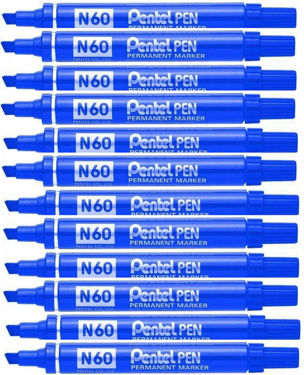 MARKER ŚCIĘTY N60 niebieski 12 sztuk - PENTEL (1)