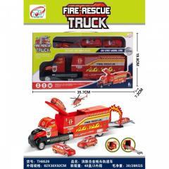 Duża ciężarówka straż pożarna z autami (1)