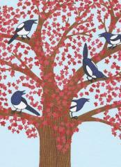 Karnet 17x14cm z kopertą Magpies in a Cherry Tree (1)