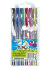 Długopisy żelowe brokatowe 6 kolorów LAMBO (1)