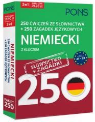 250 ćwiczeń/250 zagadek słownictwo. Niemiecki 2w1 (1)