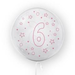 Balon 45cm Gwiazdki cyfra 6 różowy TUBAN (1)
