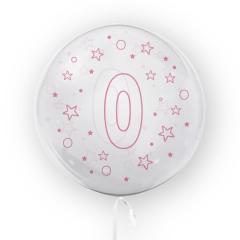 Balon 45cm Gwiazdki cyfra 0 różowy TUBAN (1)