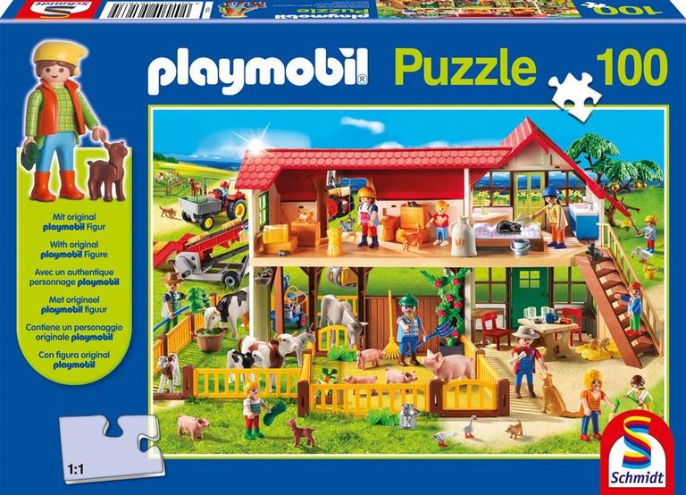 PUZZLE 100 EL +figurka - Playmobil farma, SCHMIDT (1)