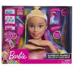 Barbie Deluxe głowa do stylizacji tęczowe włosy (1)